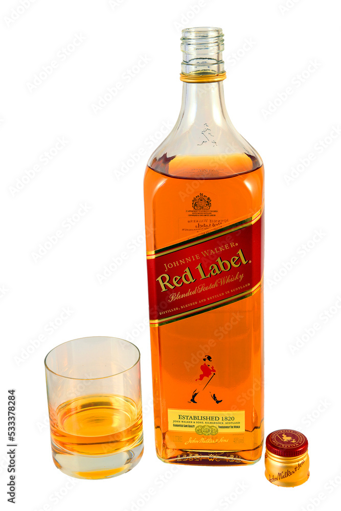 Johnnie Walker whisky bottle. Johnnie Walker is the most widely