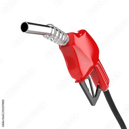 filling gun. gas refuelling nozzle, gasoline pump 3d render isolated on transparent photo