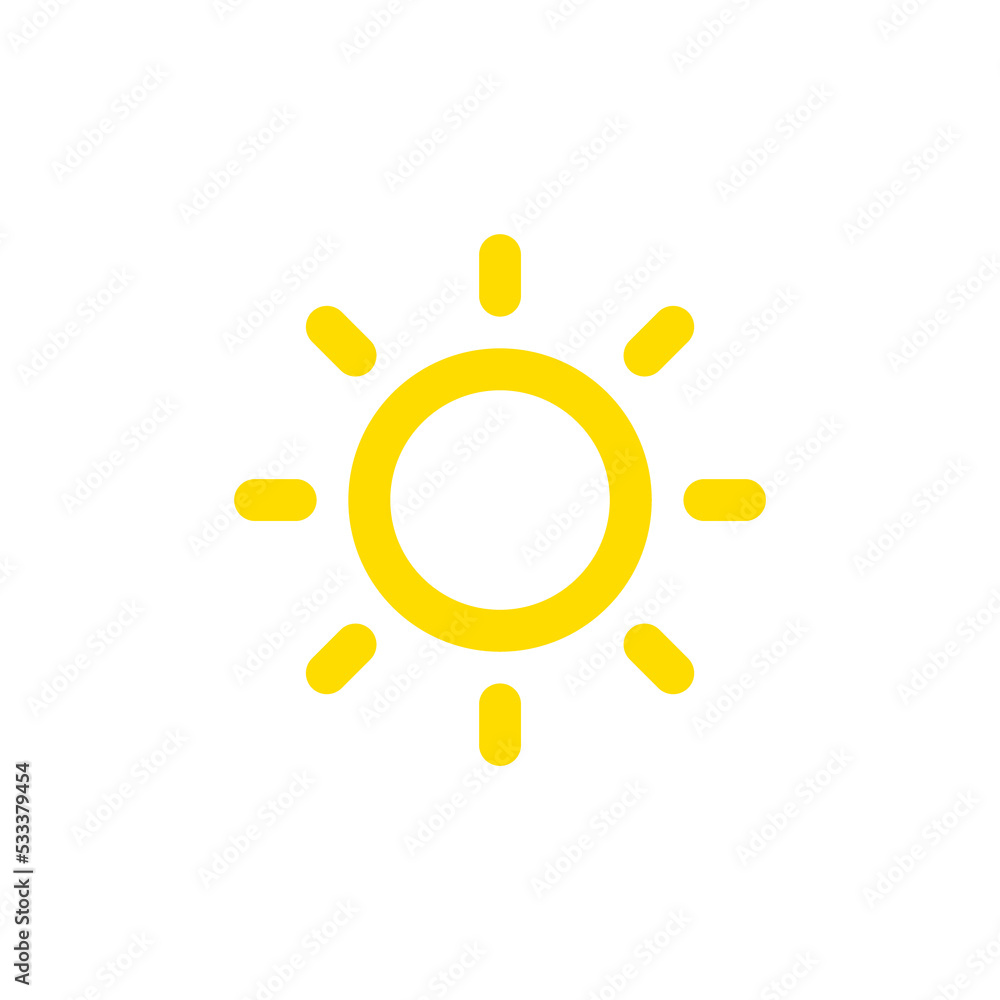 Sun bright icon. Sunshine web symbol. Brightness level png sign Stock ...