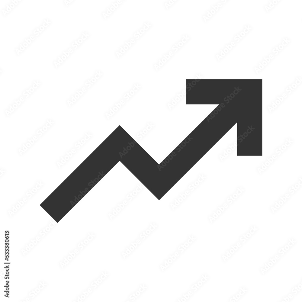 Arrow up graph. Zig zag trand symbol. Zig-zag grow, rise sign in flat style. Arrow up graph. Zig zag trand symbol. Zig-zag grow, rise sign in flat style.