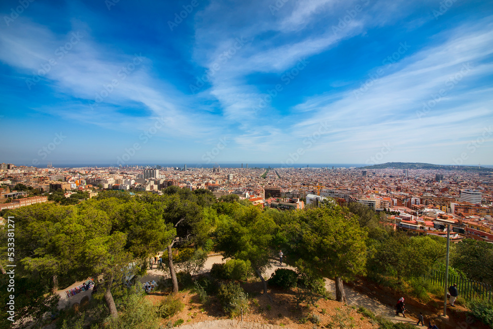 View of Barcelona, Spain, as Seen from Parc Guell