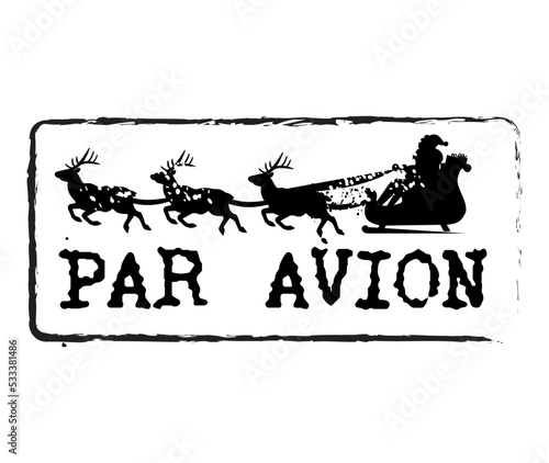 Beautiful retro, aged Christmas rubber stamp with reindeers vector