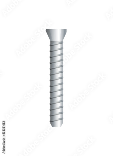 Steel screw isolated on white background. Construction hardware vector illustration.