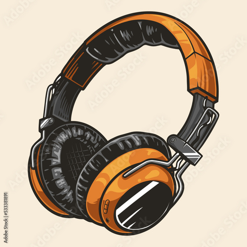 Round headset element vintage colorful