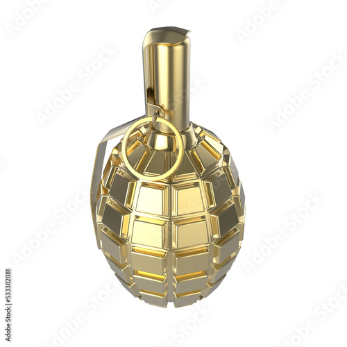 dark green and black metal hand grenade isolated on transparent background 3d render photo
