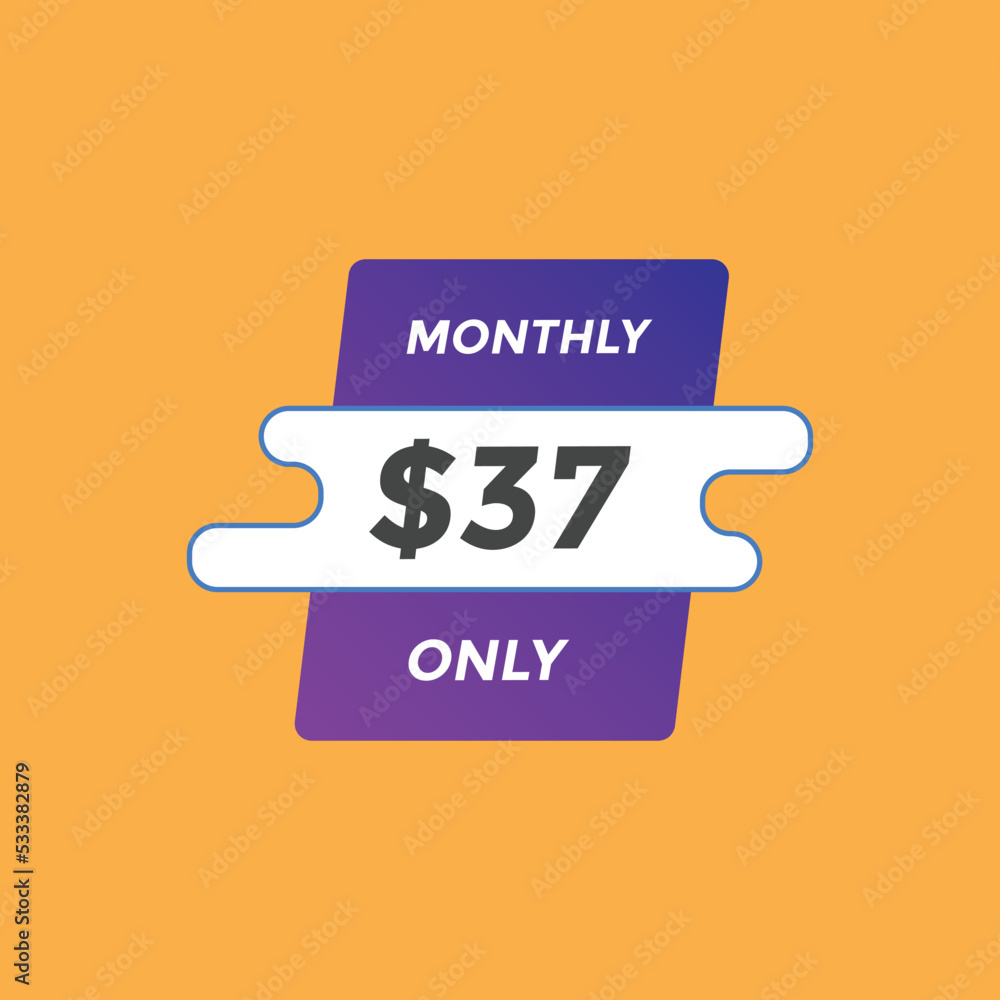 37 dollar price tag. Price $37 USD dollar only Sticker sale promotion Design. shop now button for Business or shopping promotion
