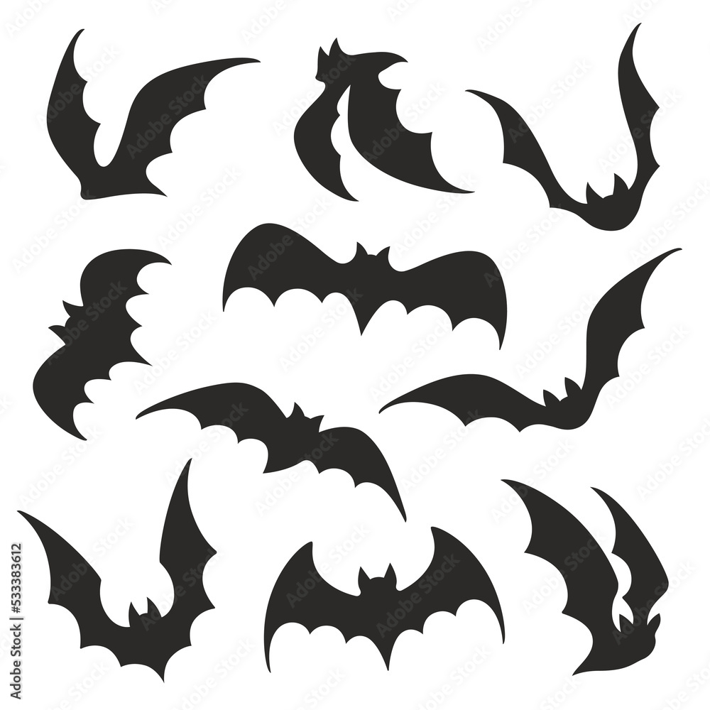 Set of Vector Bat Silhouettes