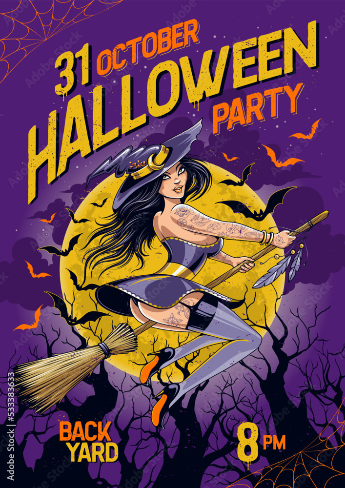 Poster Template with Sexy Witch Poster Template with Sexy Witch