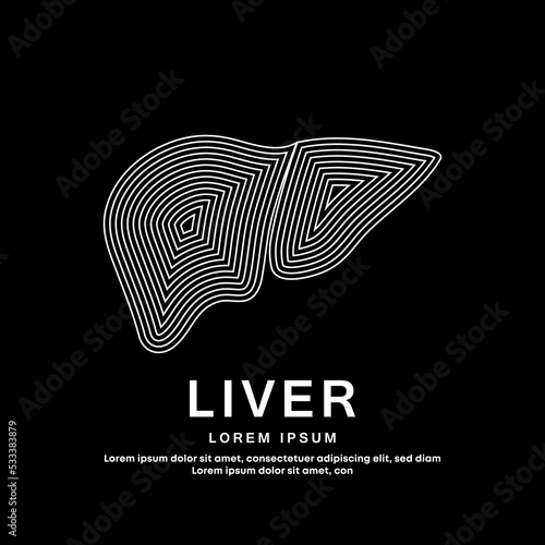 Human liver medical structure. simple line art liver Vector logotype illustration on dark background. liver care logo vector template suitable for organization, company, or community. EPS 10