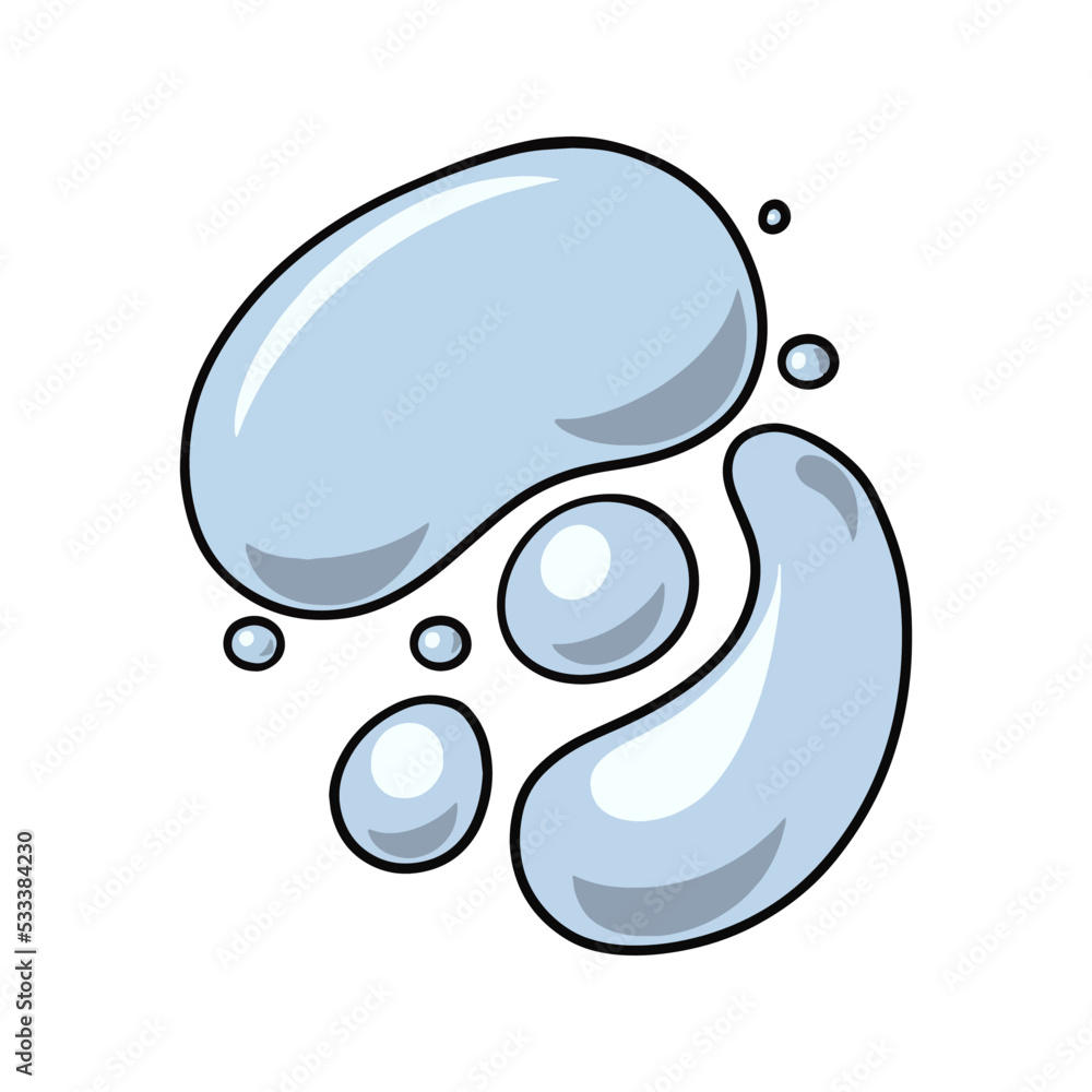 Round water drops, splashes, vector cartoon