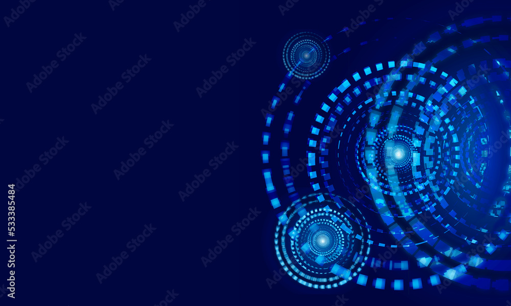 Obraz premium abstract hitech technology background with geometric circle and gradient blue light color for graphics web illustration digital technology internet network connection smart digital marketing
