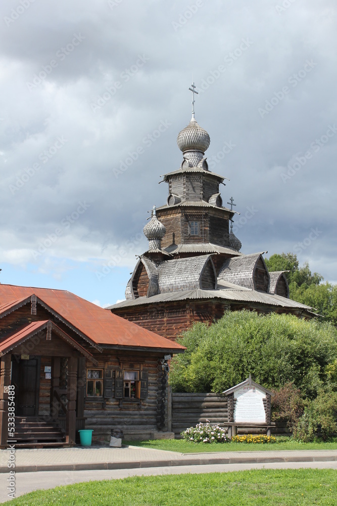 View in the ancient city of Suzdal on the ancient church buildings Orthodox churches.