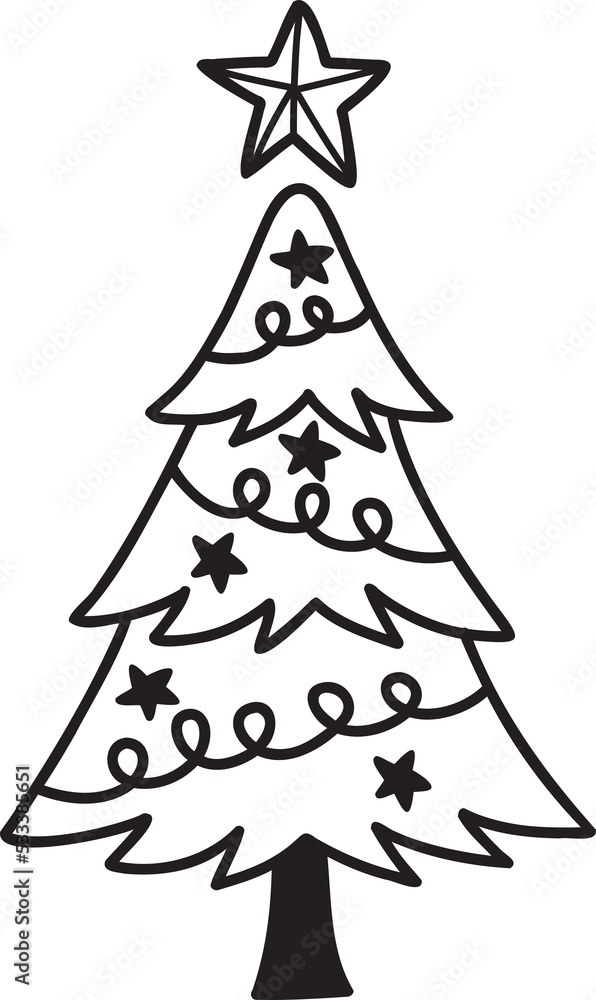 Fototapeta premium Hand Drawn christmas tree illustration
