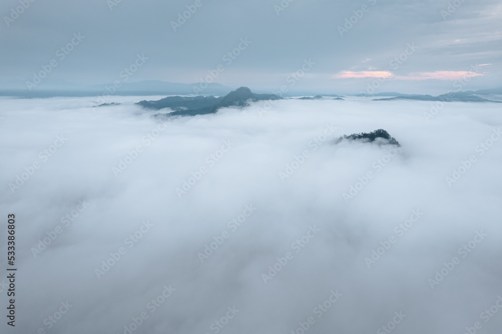 fog and mountains in the morning