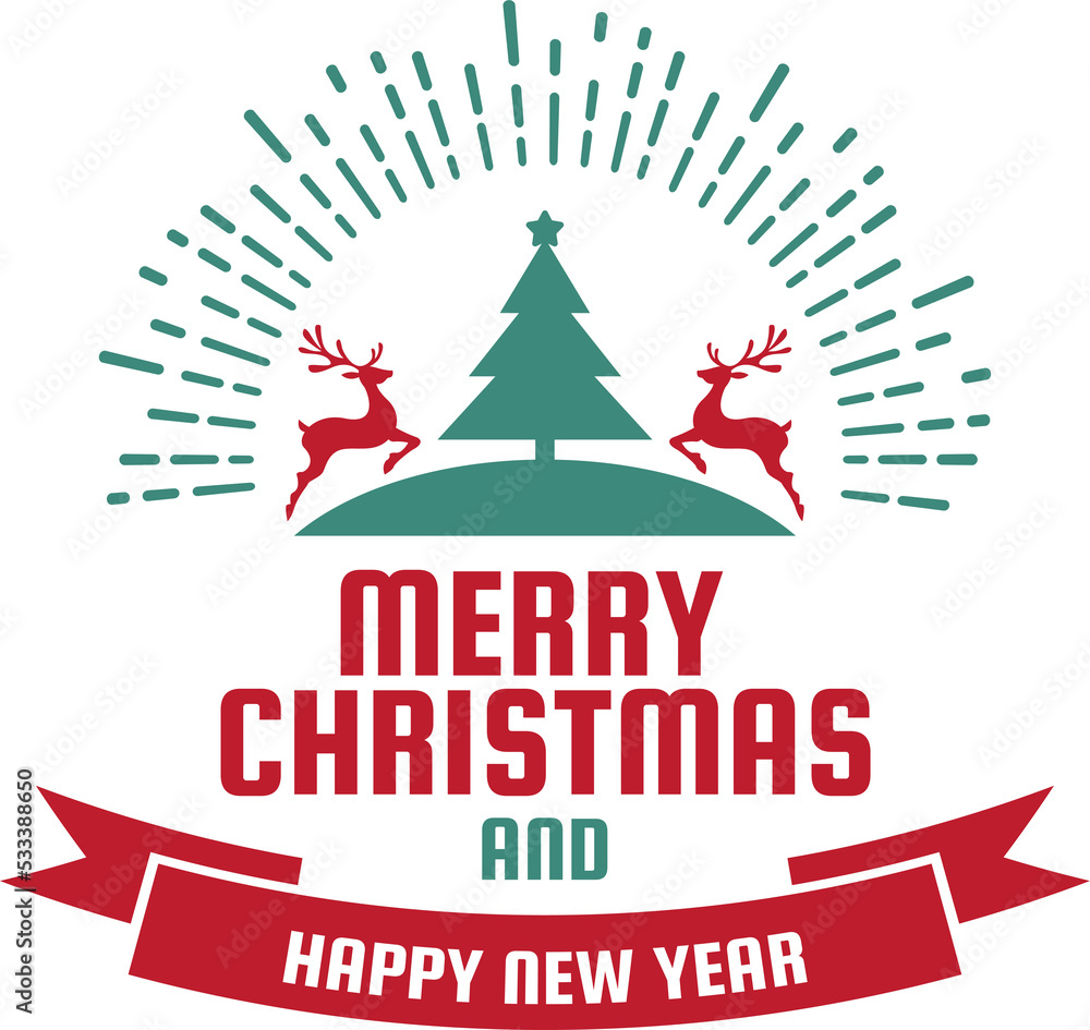 Merry Christmas and happy new year lettering and quote illustration