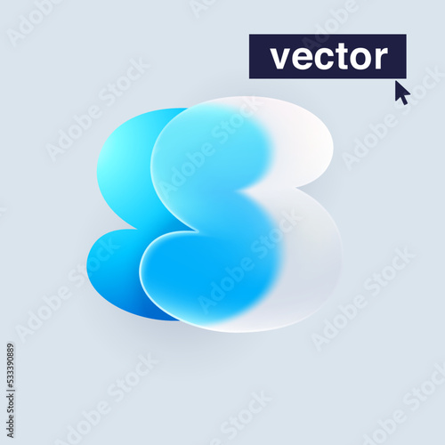 S letter logo in Glass morphism style. Vector blurry translucent icon on white background.