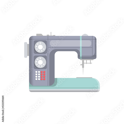 Modern sewing machine isolated vector icon. Sewing studio equipment, custom clothing atelier, individual tailoring vector illustration.