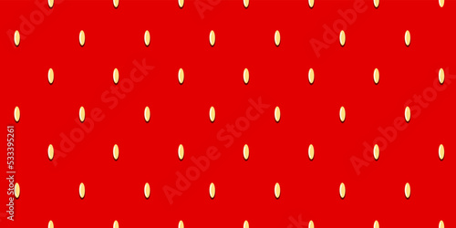 Strawberry texture pattern with the yellow seeds of strawberry fruit arranged evenly. It is a fruit of the berry family with red color as a red background seamless.