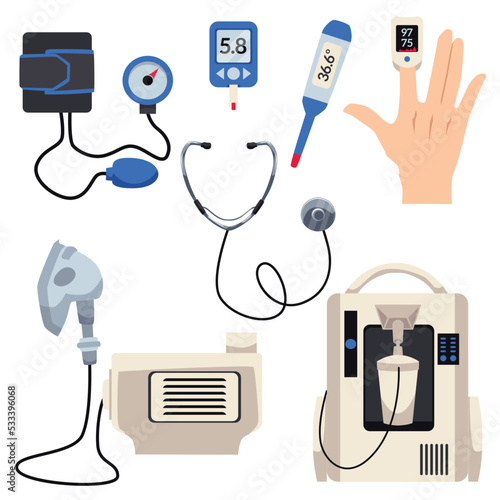 Set of home medical equipment for self use flat style