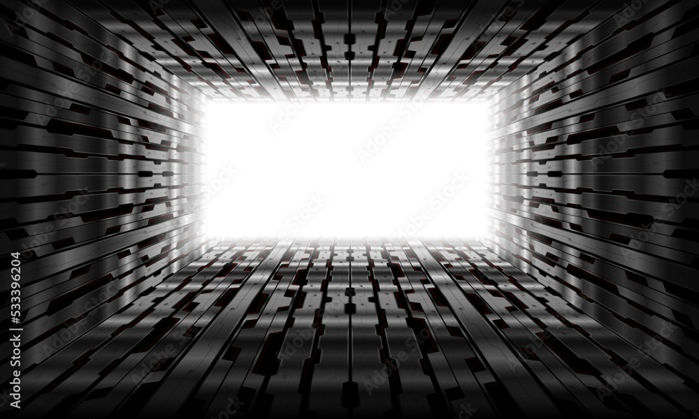 Vector technology futuristic metal black cyber room white light design modern background