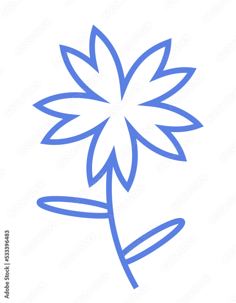 Cornflower in outline style. Beautiful wildflower. Cornflower in outline style. Beautiful wildflower.