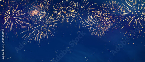 Panoramic Holiday fireworks header background