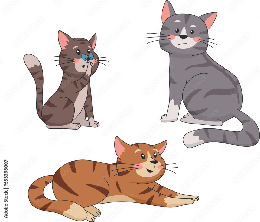 vector illustration of a family cat and kitten
