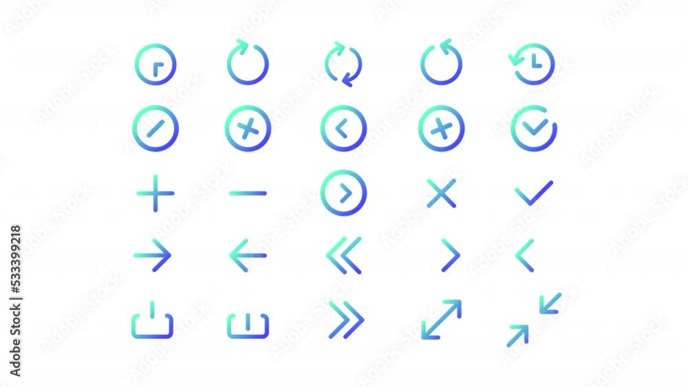 Animated control gradient ui icons. Navigation buttons. Seamless loop 4k video with alpha channel on transparent background. Line color user interface symbols motion graphic animation Animated control gradient ui icons. Navigation buttons. Seamless loop 4k video with alpha channel on transparent background. Line color user interface symbols motion graphic animation
