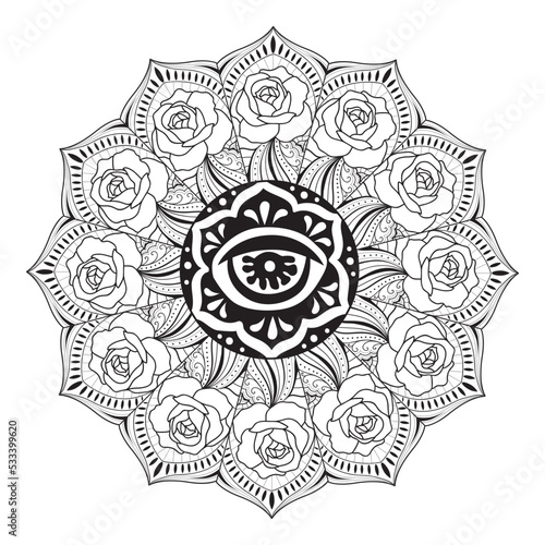 Mandala, spiritual symbol round ornament
