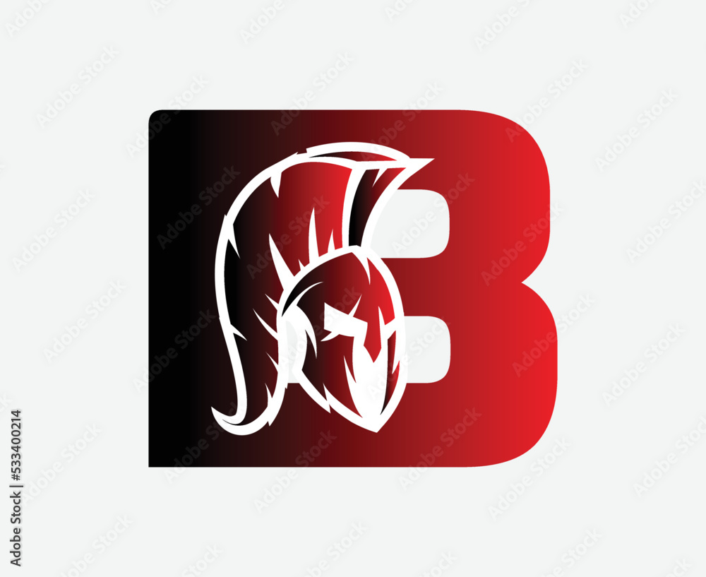 initial Letter B spartan logo, gym and fitness logo initial Letter B spartan logo, gym and fitness logo