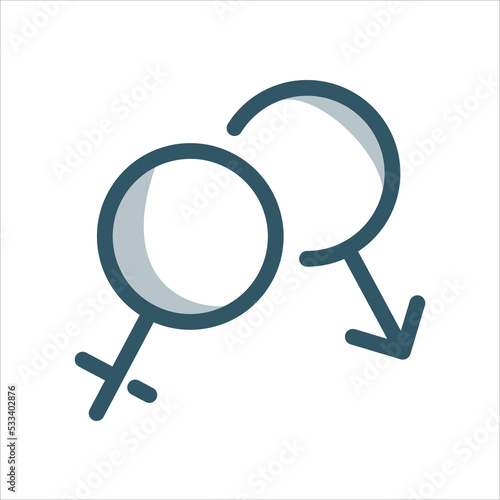Linear vector men and woman genders signs icon. Medicine and health care concept design icon. Sex hormones icon.