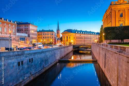 Photography Stockholm historic city center evening view