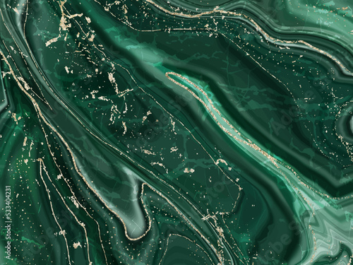Green marble and gold abstract background texture. Agate stone wallpaper print design with natural mineral texture . Vector