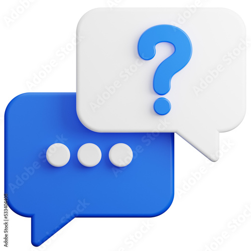 3d rendering of question bubble speech