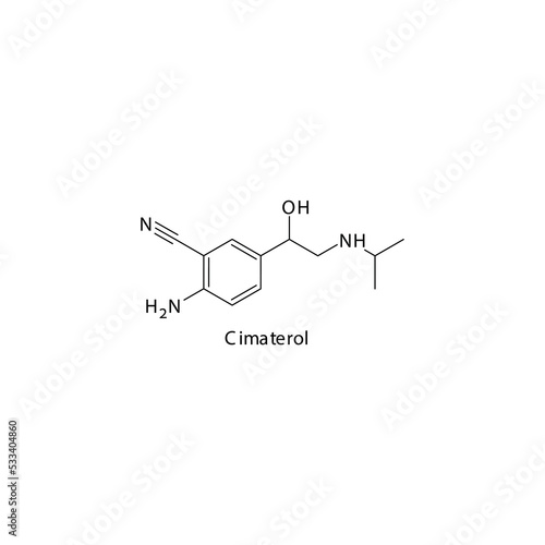 Cimaterol molecule flat skeletal structure, beta agonist used in asthma, COPD Vector illustration on white background. photo