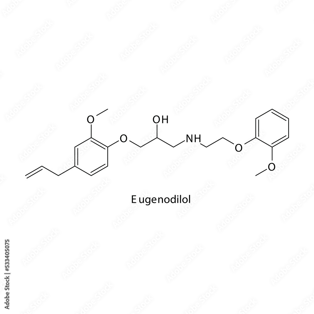 Eugenodilol molecule flat skeletal structure beta 2 agonist used in