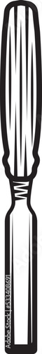 Vintage carpentry woodword mechanic chisel. Can be used like emblem, logo, badge, label. mark, poster or print. Monochrome Graphic Art. Vector