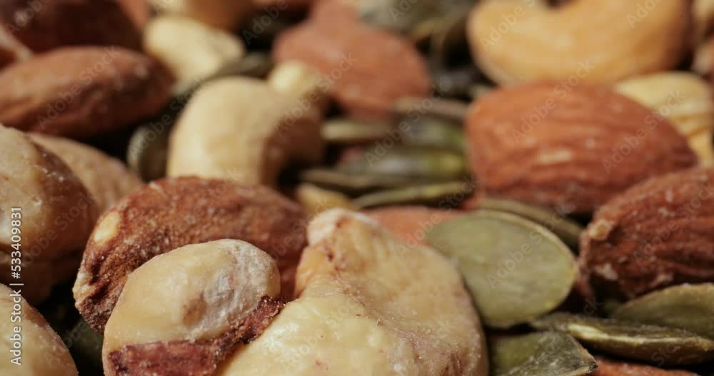 Nuts and seeds macro, probe lens motion macro Nuts and seeds macro, probe lens motion macro