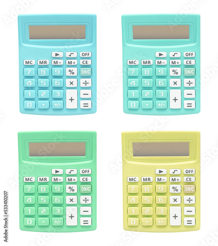 Colored Calculator Set Top View Transparent Background Png