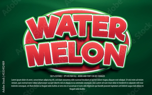 Water Melon 3d style editable text effect