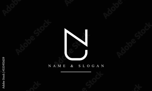 UN, NU, U, N abstract letters logo monogram