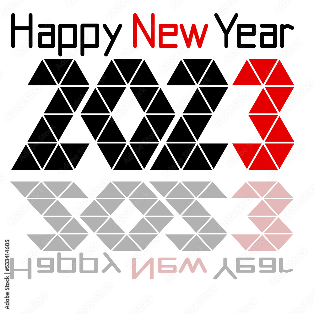 2023 Happy New Year! Number, congratulations and rabbit ears. Chinese New Year. Origami. 2023 Happy New Year! Number, congratulations and rabbit ears. Chinese New Year. Origami.