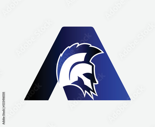 gladiator logo with letter A, gym and sports icon.