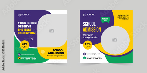 School education admission social media post web banner template