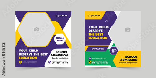 School education admission social media post web banner template