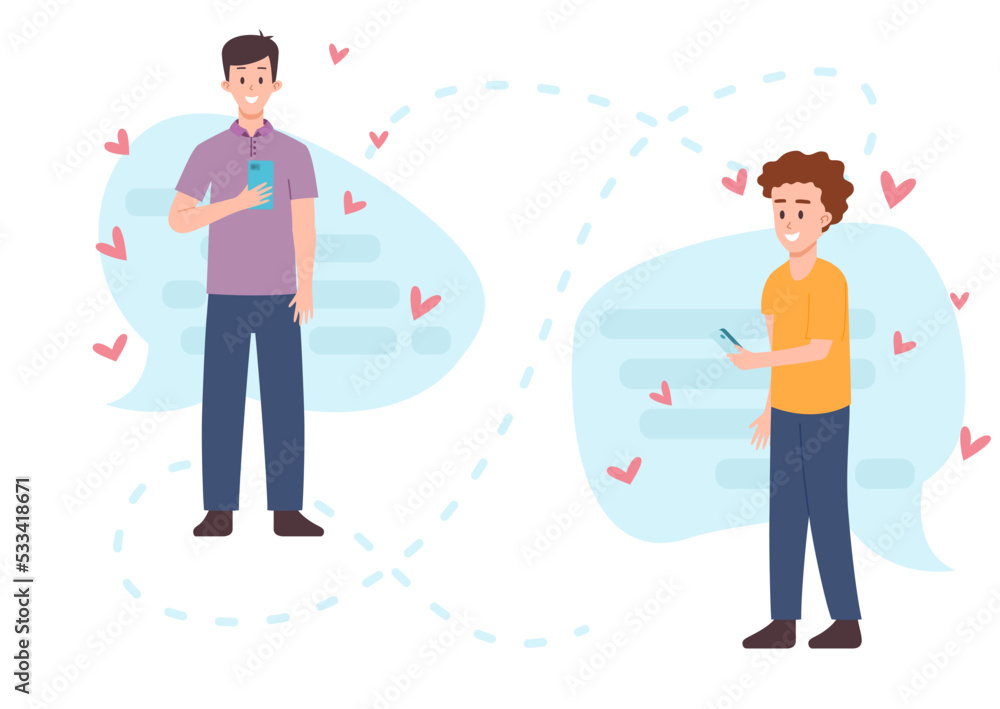 Distant virtual relations and communication flat vector illustration isolated. Distant virtual relations and communication flat vector illustration isolated.