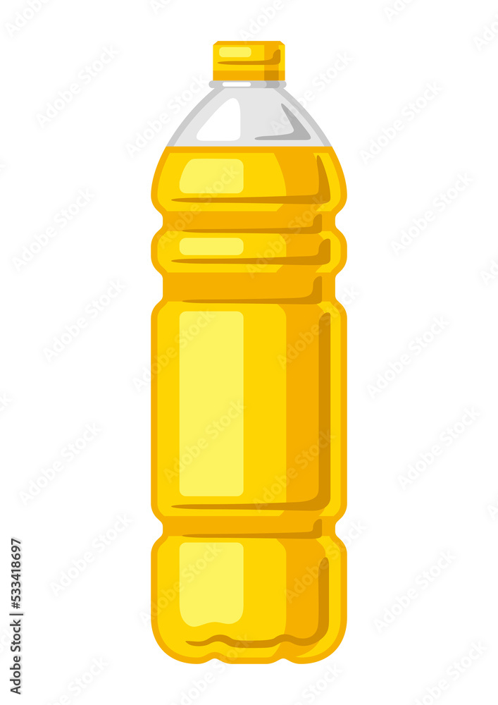 Illustration of plastic bottle with sunflower oil. Image for culinary and agriculture. Illustration of plastic bottle with sunflower oil. Image for culinary and agriculture.