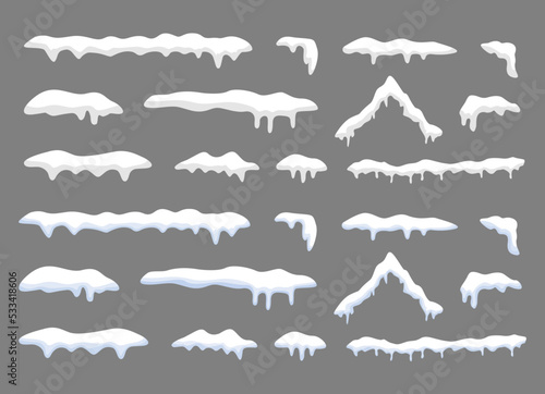 Snow caps, snowballs and snowdrifts set template