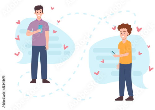 Distant virtual relations and communication flat vector illustration isolated.