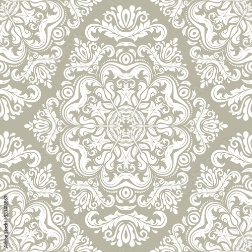 Orient vector classic beige and white pattern. Seamless abstract background with vintage elements. Orient pattern. Ornament for wallpapers and packaging
